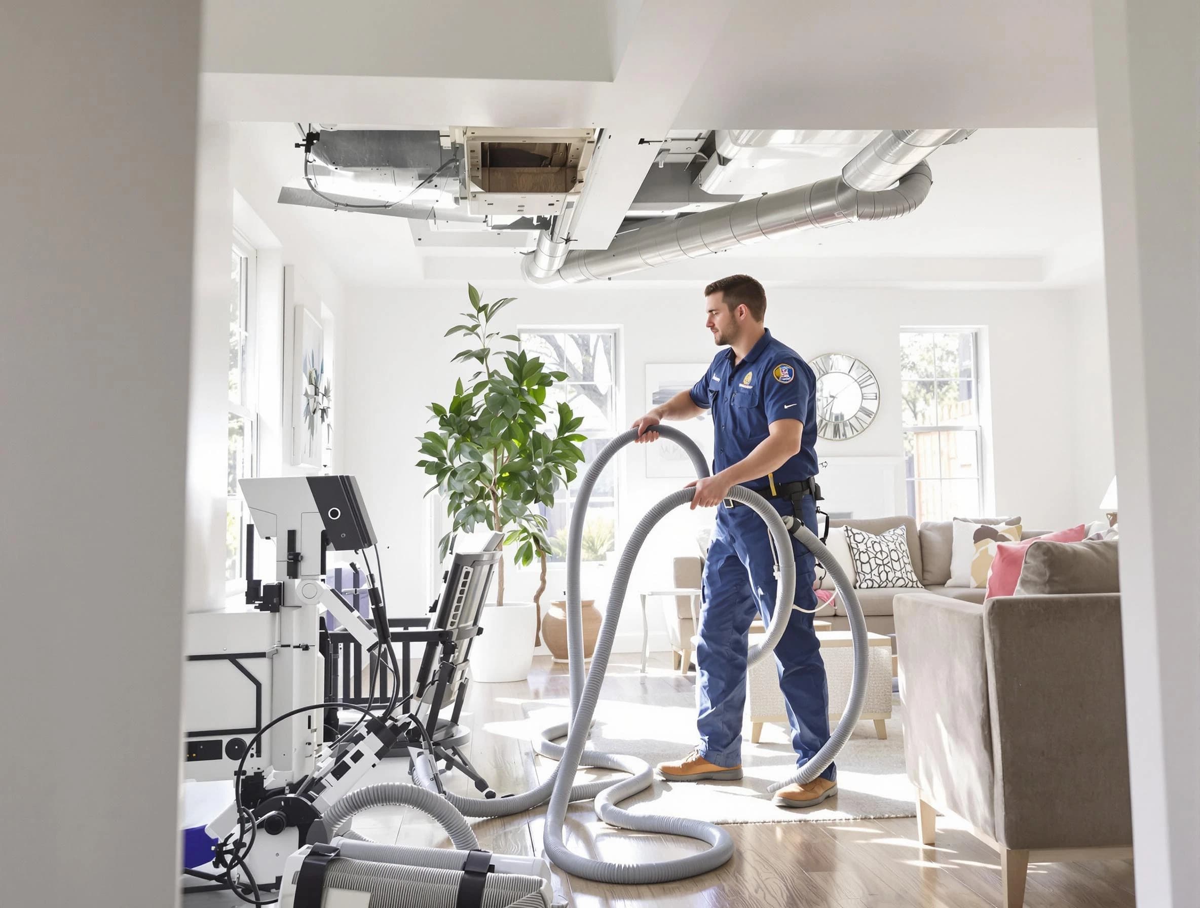 West Covina Air Duct Cleaning technician performing thorough AC duct cleaning for enhanced cooling efficiency in West Covina