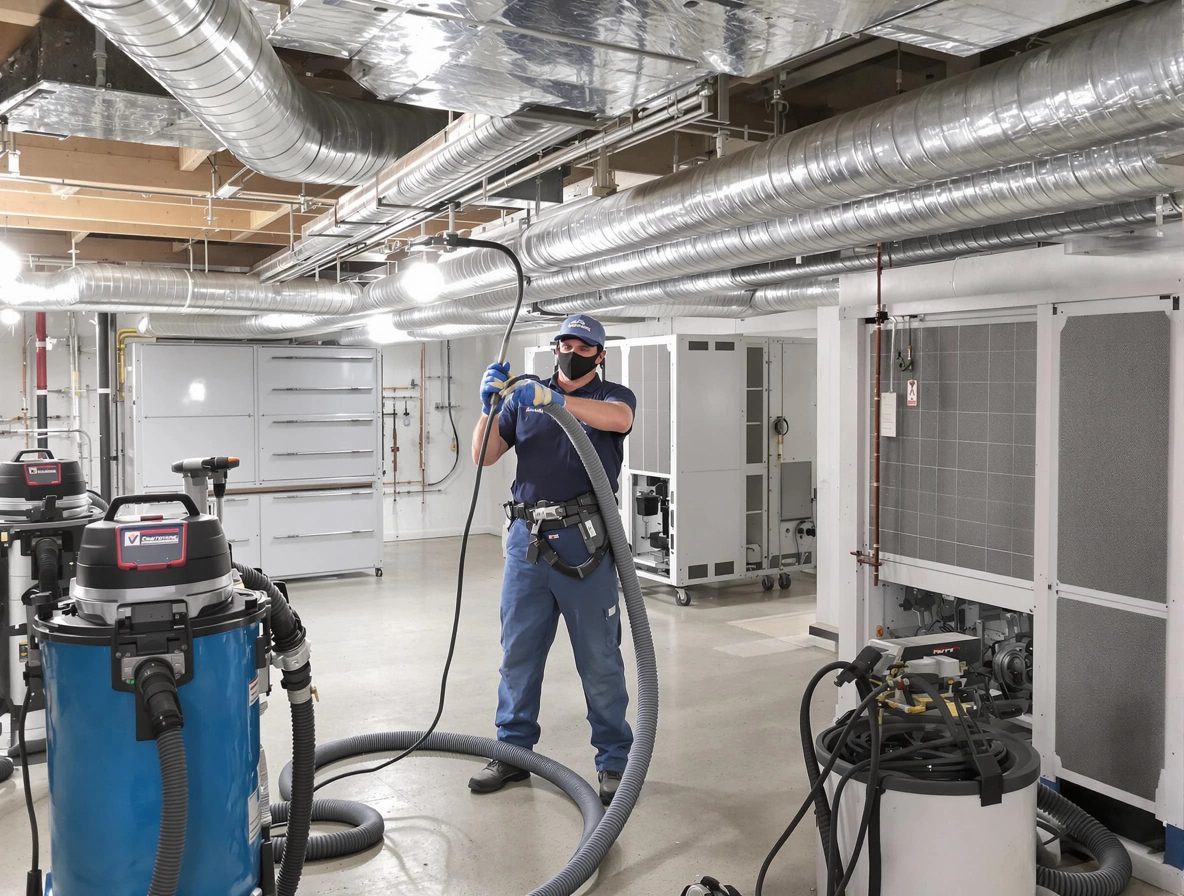 West Covina Air Duct Cleaning specialist performing thorough central air duct cleaning for improved system efficiency in West Covina