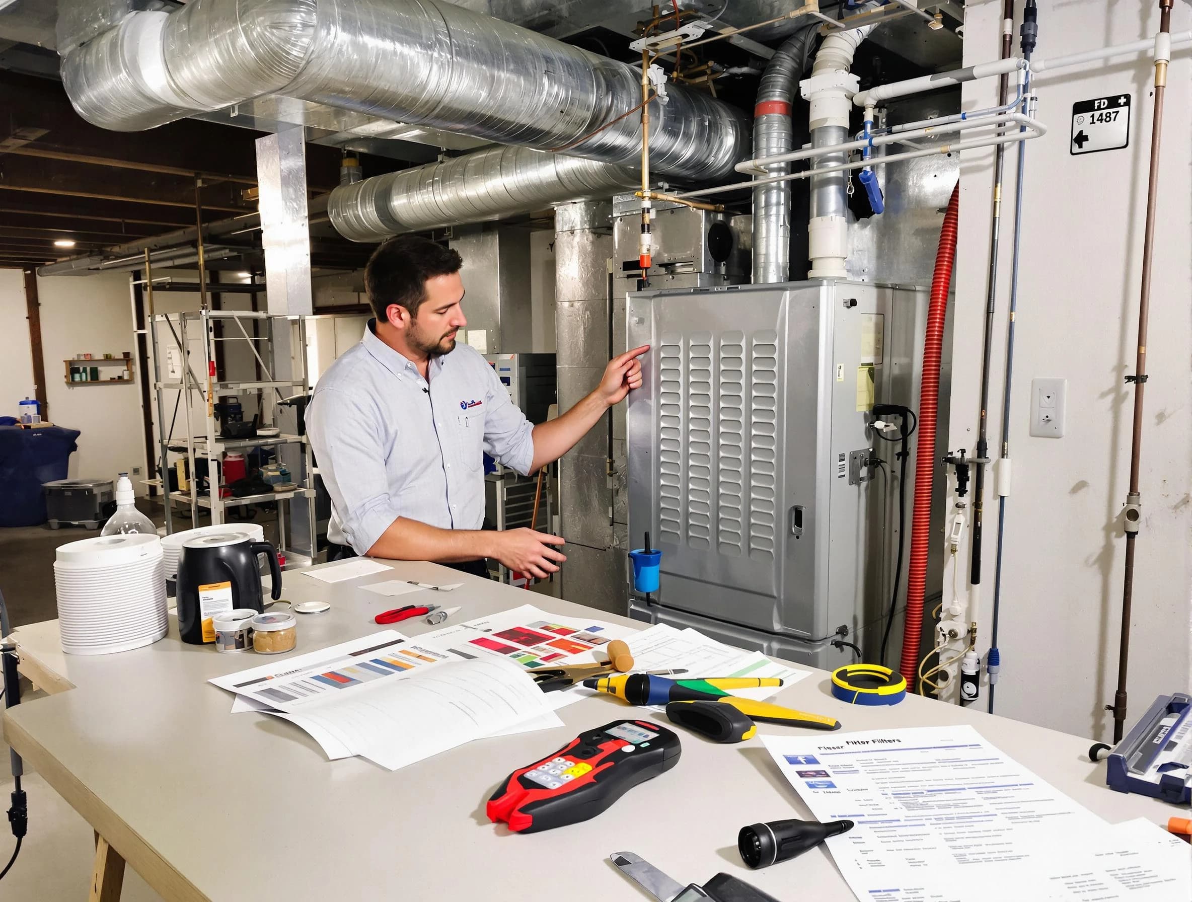 West Covina Air Duct Cleaning inspector conducting detailed filter system evaluation using professional diagnostic tools in West Covina