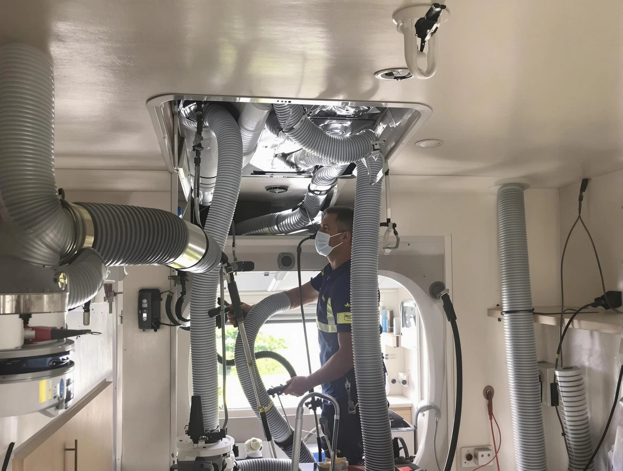 West Covina Air Duct Cleaning specialist performing precise mobile home duct cleaning in West Covina