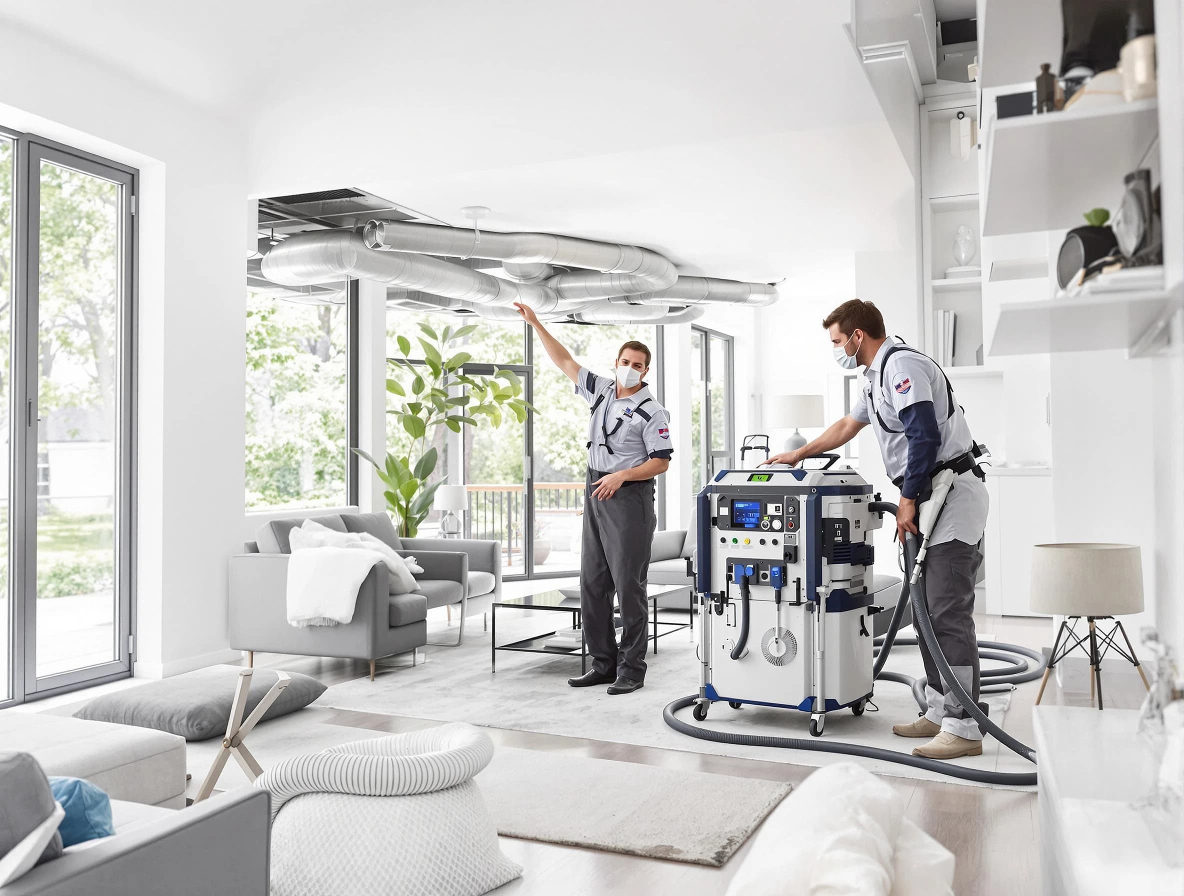 West Covina Air Duct Cleaning professional conducting pure air duct cleaning with state-of-the-art equipment in West Covina