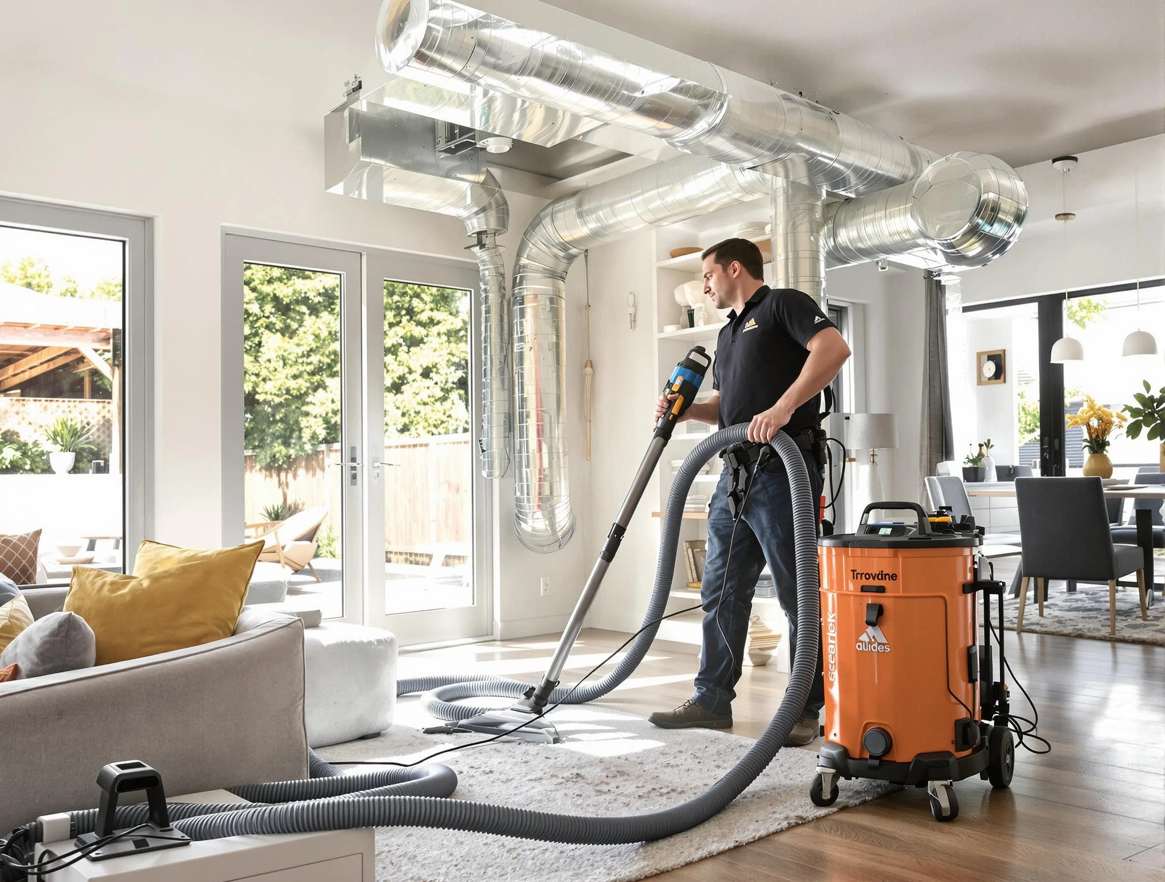 West Covina Air Duct Cleaning specialist performing thorough residential duct cleaning using advanced equipment in West Covina